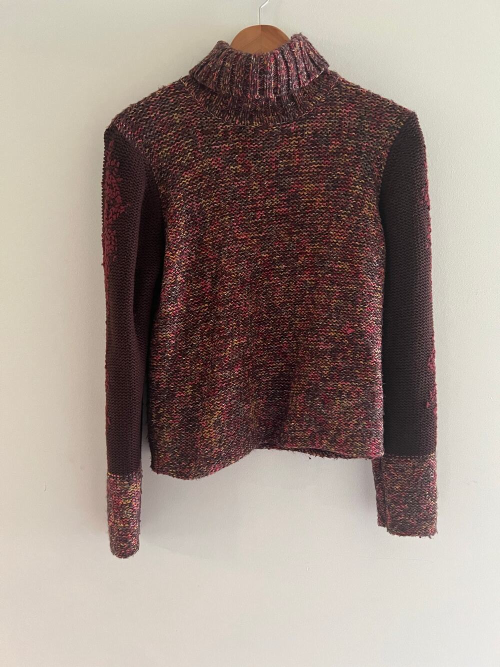 Spanner Chunky Knit Turtleneck Sweater Red Brown Size Medium JL